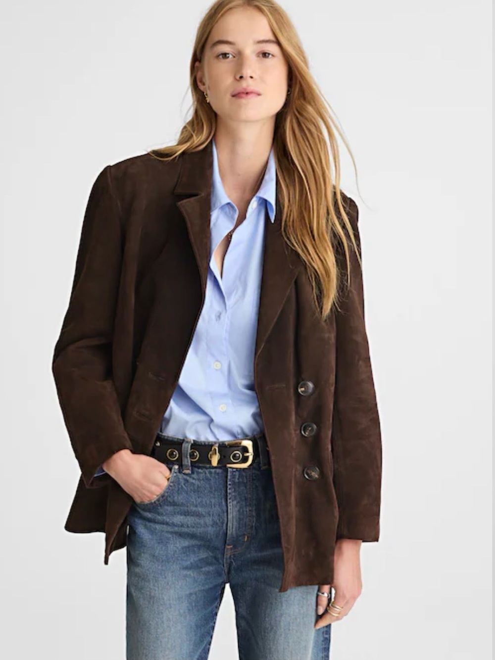 NWOT Madewell Double-Breasted Blazer in Suede size M